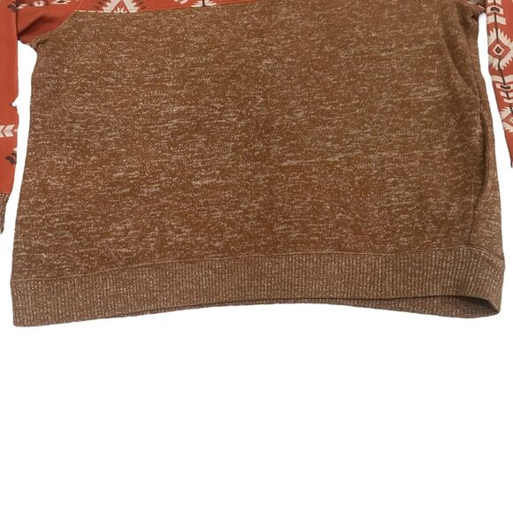 Hooey Pullover Sweater Mens Extra Large Brown Aztec 1/4 Snap Western Outfitter - Picture 10 of 11